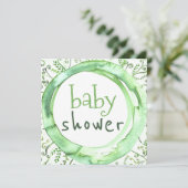 Genderneutrale Baby shower Greenery Waterverf Kaart (Staand voorkant)