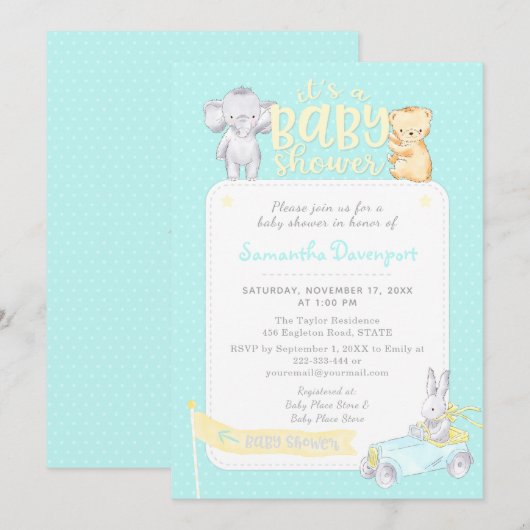 Genderneutrale Baby shower | Munt Kaart (Voorkant / Achterkant)