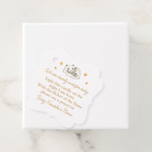 Genderneutrale Barly Wachten Baby shower Candle Bedankjes Labels (In situ)