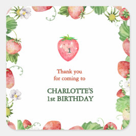 Genderneutrale Berry Sweet Eerste Verjaardag bedan Vierkante Sticker