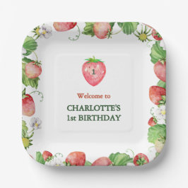Genderneutrale Berry Sweet Eerste Verjaardag Welko Papieren Bordje