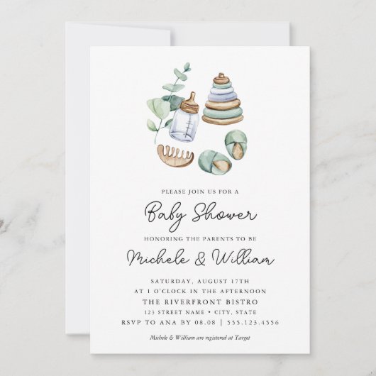 Genderneutrale Boho Baby shower Uitnodiging (Voorkant)