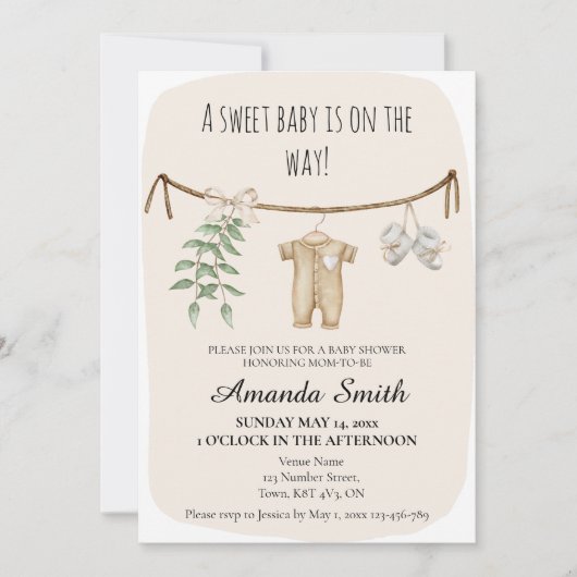 Genderneutrale Boho Baby shower Uitnodiging (Voorkant)