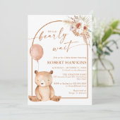 Genderneutrale Boho Beer Baby shower Kaart (Staand voorkant)