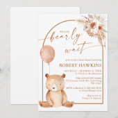 Genderneutrale Boho Beer Baby shower Kaart (Voorkant / Achterkant)