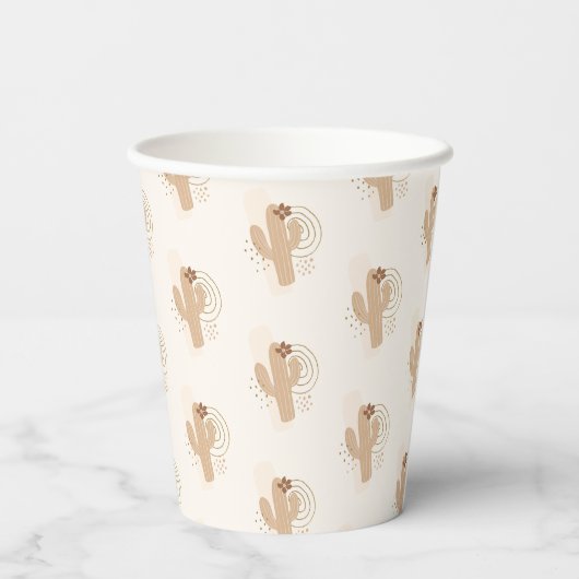 Genderneutrale Boho Desert Cactus Baby shower Papieren Bekers (Achterkant)