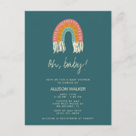 Genderneutrale Boho Rainbow Baby shower Uitnodigin Briefkaart