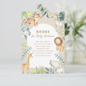 Genderneutrale boho safari dieren boeken voor baby informatiekaartje (Staand voorkant)