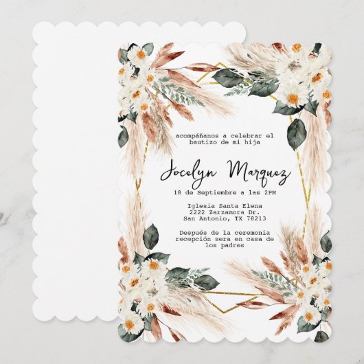 Genderneutrale Boho-uitnodiging Kaart (Voorkant / Achterkant)