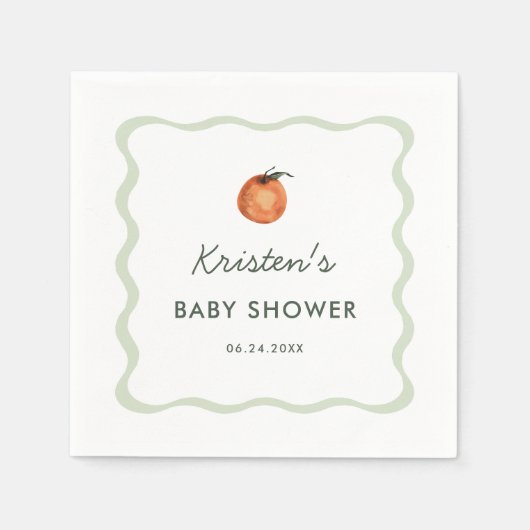 Genderneutrale Cutie Tangerine Baby shower Napkins Servet (Voorkant)