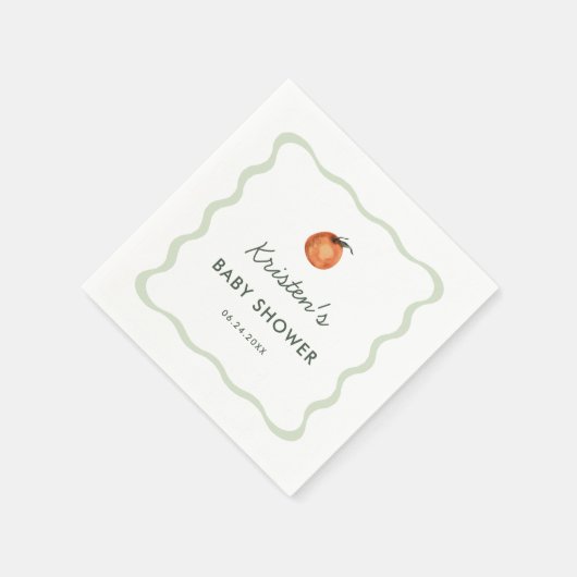 Genderneutrale Cutie Tangerine Baby shower Napkins Servet (Hoek)