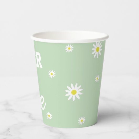 Genderneutrale dag 1e verjaardag Boho Green Papieren Bekers (Achterkant)