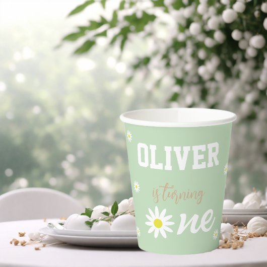 Genderneutrale dag 1e verjaardag Boho Green Papieren Bekers