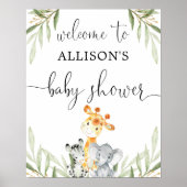 Genderneutrale dieren baby shower welkom bord poster (Voorkant)