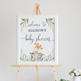 Genderneutrale dieren baby shower welkom bord poster