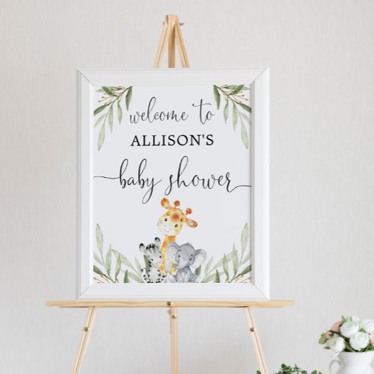 Genderneutrale dieren baby shower welkom bord poster