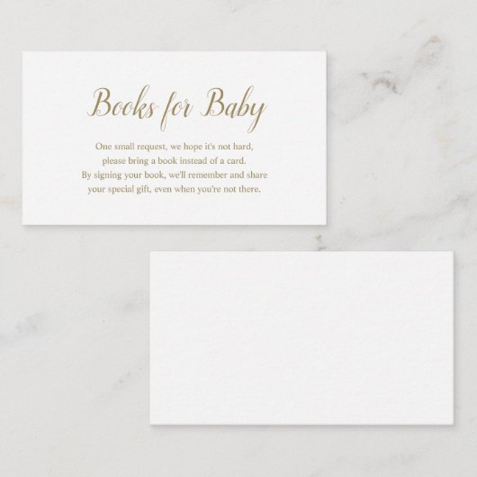 Genderneutrale, eenvoudige Gold Books voor Baby sh Informatiekaartje (Voorkant / Achterkant)
