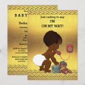 Genderneutrale etnische Baby op telefoon Gold Chev Kaart (Voorkant / Achterkant)