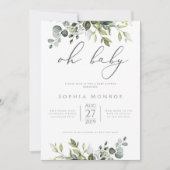 Genderneutrale Eucalyptus Greenery Oh Baby shower Kaart (Voorkant)
