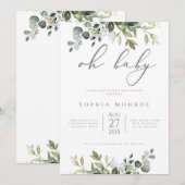 Genderneutrale Eucalyptus Greenery Oh Baby shower Kaart (Voorkant / Achterkant)