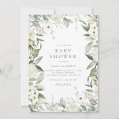 Genderneutrale Floral Greenery Baby shower Kaart (Voorkant)