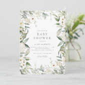 Genderneutrale Floral Greenery Baby shower Kaart (Staand voorkant)