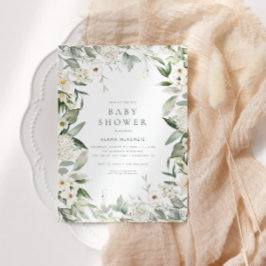 Genderneutrale Floral Greenery Baby shower Kaart