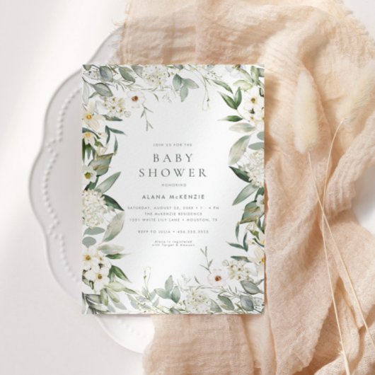 Genderneutrale Floral Greenery Baby shower Kaart