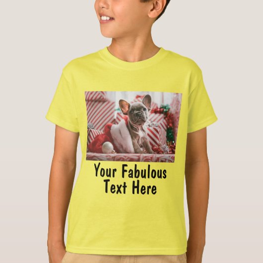 Genderneutrale gepersonaliseerde foto en tekst t-shirt (Voorkant)