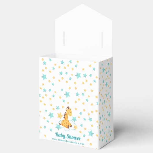 Genderneutrale Giraffe en sterretjes Baby shower Bedankdoosjes (Geopend)