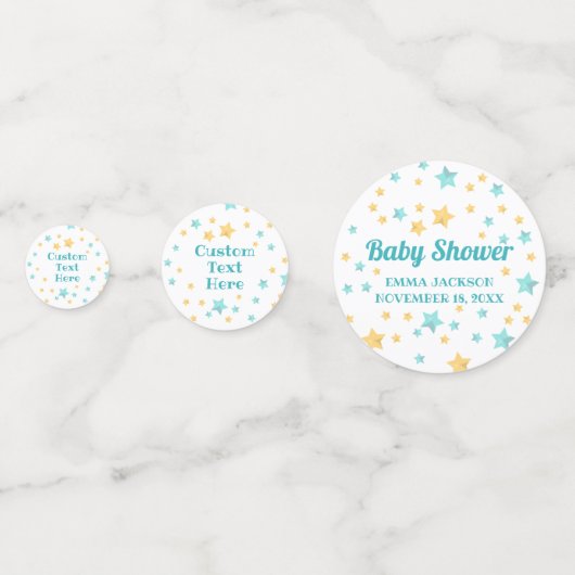 Genderneutrale Giraffe en sterretjes Baby shower Confetti (Achterkanten)