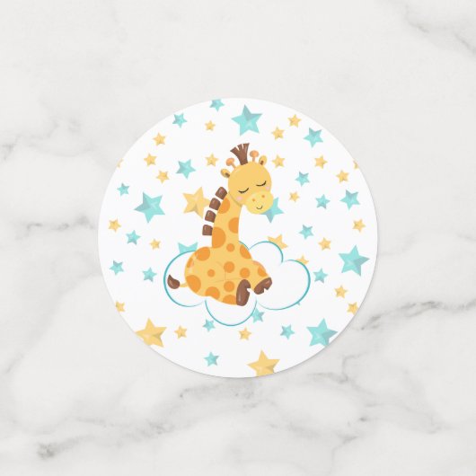Genderneutrale Giraffe en sterretjes Baby shower Confetti (Kleine voorkant)