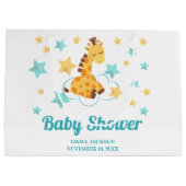 Genderneutrale Giraffe en sterretjes Baby shower Groot Cadeauzakje (Achterkant)