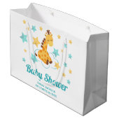 Genderneutrale Giraffe en sterretjes Baby shower Groot Cadeauzakje (Achterkant Gekanteld)
