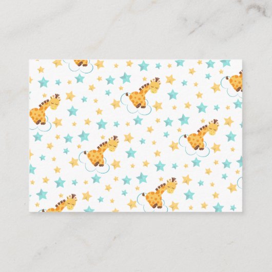 Genderneutrale Giraffe en sterretjes Baby shower Informatiekaartje (Achterkant)