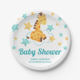 Genderneutrale Giraffe en sterretjes Baby shower Papieren Bordje
