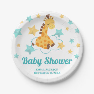 Genderneutrale Giraffe en sterretjes Baby shower Papieren Bordje