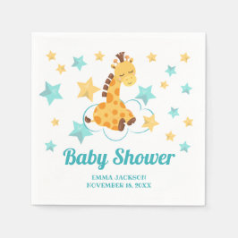 Genderneutrale Giraffe en sterretjes Baby shower Servet
