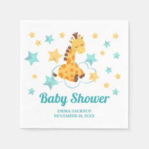 Genderneutrale Giraffe en sterretjes Baby shower Servet