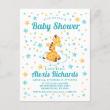 Genderneutrale Giraffe en sterretjes Baby shower