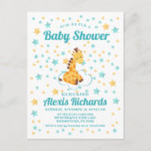 Genderneutrale Giraffe en sterretjes Baby shower Uitnodiging Briefkaart (Voorkant)