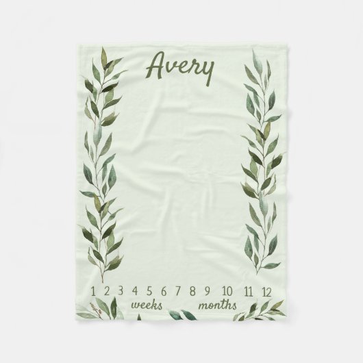 Genderneutrale groene bladeren Maandag Fleece Deken (Voorkant)