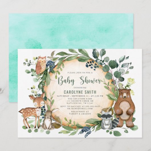 Genderneutrale groene BOY Woodland Baby shower Kaart (Voorkant / Achterkant)