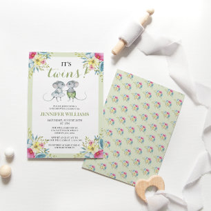 Genderneutrale groene jongen en Girl Twins Baby sh Kaart
