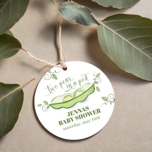 Genderneutrale groene twee erwten in een pod bedankjes labels