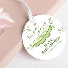 Genderneutrale groene twee erwten in een pod bedankjes labels