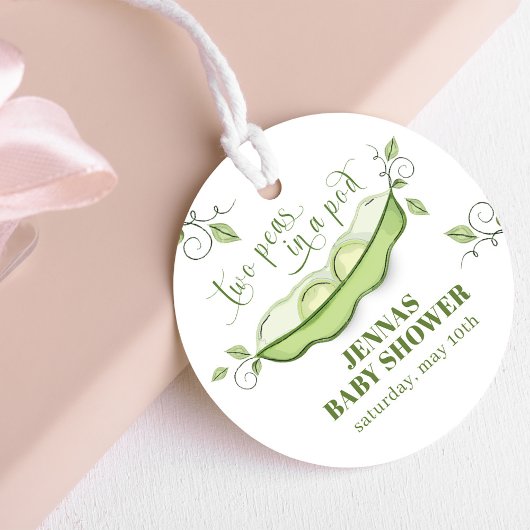 Genderneutrale groene twee erwten in een pod bedankjes labels