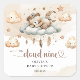 Genderneutrale inheemse boho teddybeer veren vierkante sticker