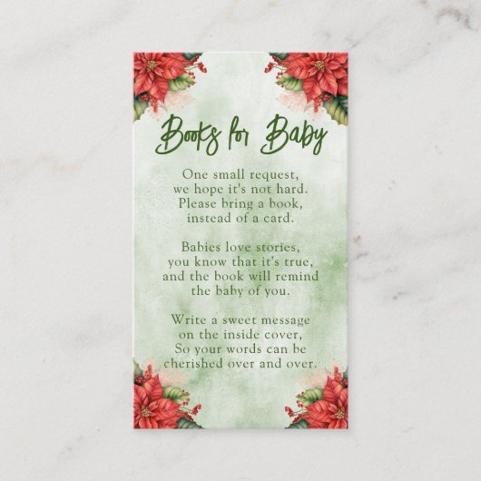 Genderneutrale kerstboeken voor Baby shower Informatiekaartje (Voorkant)