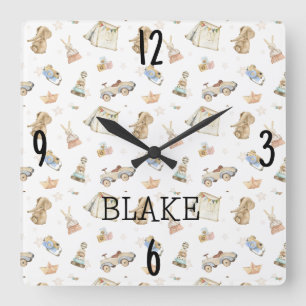 Genderneutrale kinderkamer Waterverf  speelgoed 10 Vierkante Klok